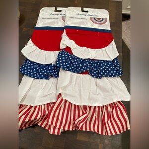 Tommy Bahama 41” pleated Flag Bunting set of 2 -patriotic red white and blue NEW